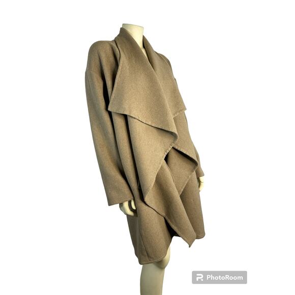 NWT Lauren Ralph Lauren truffle color draped waterfall open front coat size med - Picture 4 of 16